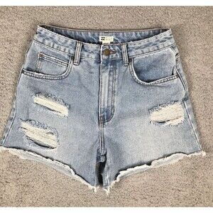 Billabong Jean Shorts Womens Size 27 Blue Ripped Distressed Cut Off Light Wash